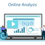 "Online Analysis" for SEO: GrowEasy, the Best Digital Marketing Agency in Haldwani, monitoring data, video metrics, and growth charts on a large screen, with team members discussing strategy.